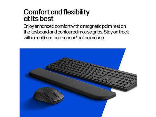 Alt view image 3 of 7 - HP Multi-Device Dual-Mode Mouse and Keyboard Combo with Palm Rest 580C