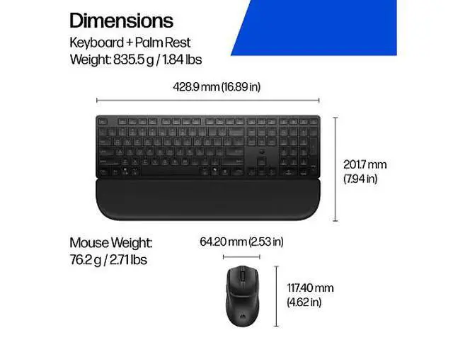 Alt view image 5 of 7 - HP Multi-Device Dual-Mode Mouse and Keyboard Combo with Palm Rest 580C