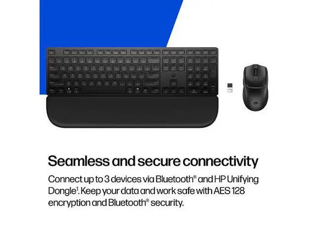 Alt view image 7 of 7 - HP Multi-Device Dual-Mode Mouse and Keyboard Combo with Palm Rest 580C