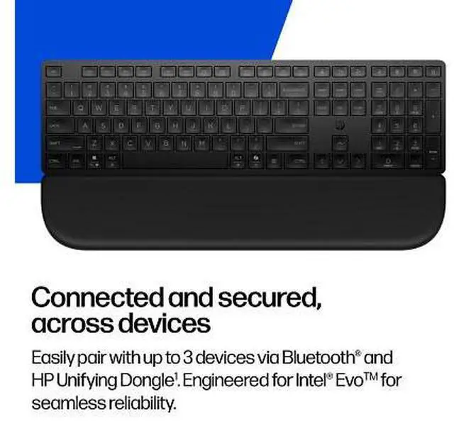 Alt view image 7 of 7 - HP Multi-Device Dual-Mode Keyboard with Palm Rest 580K