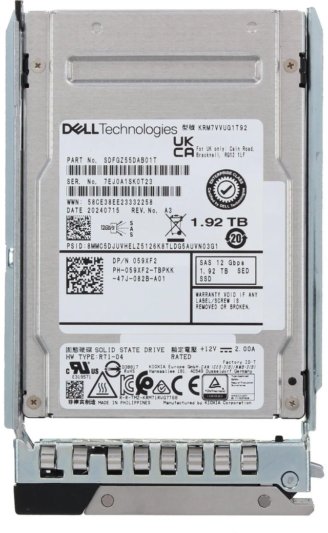 Alt view image 5 of 5 - (NOT FOR HOME PC!) Dell 1.92TB 12Gbps vSAS MU TLC SED 2.5 SSD KRM7VVUG1T92 (59XF2-CDL)