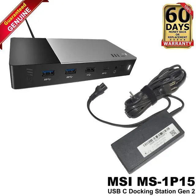 Main image of MSI MS-1P15 USB-C Docking Station 4K HDMI DisplayPort LAN 120W Adapter
