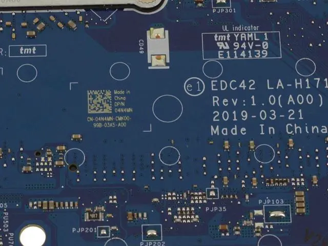 Alt view image 5 of 5 - Dell Latitude 5401 Motherboard i7-9850H 2.6GHz Hex-Core CPU EDC42 LA-H171P 4N4MN