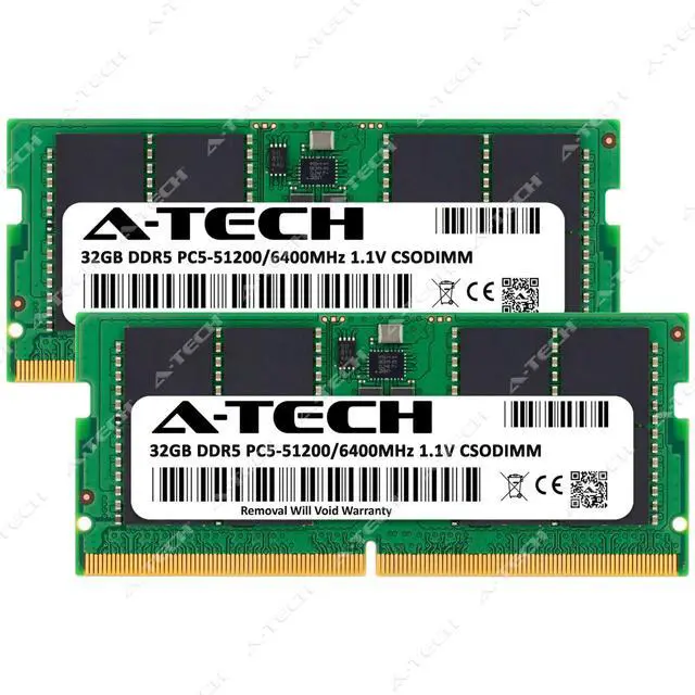 Alt view image 2 of 7 - A-Tech 64GB 2x 32GB PC5-51200 DDR5 6400 MHz CSODIMM Laptop Memory RAM x2