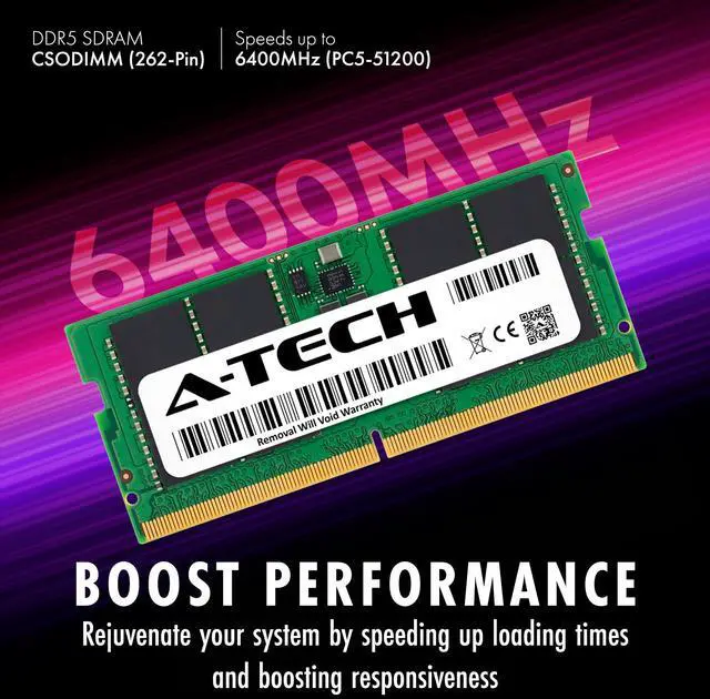 Alt view image 3 of 7 - A-Tech 64GB 2x 32GB PC5-51200 DDR5 6400 MHz CSODIMM Laptop Memory RAM x2