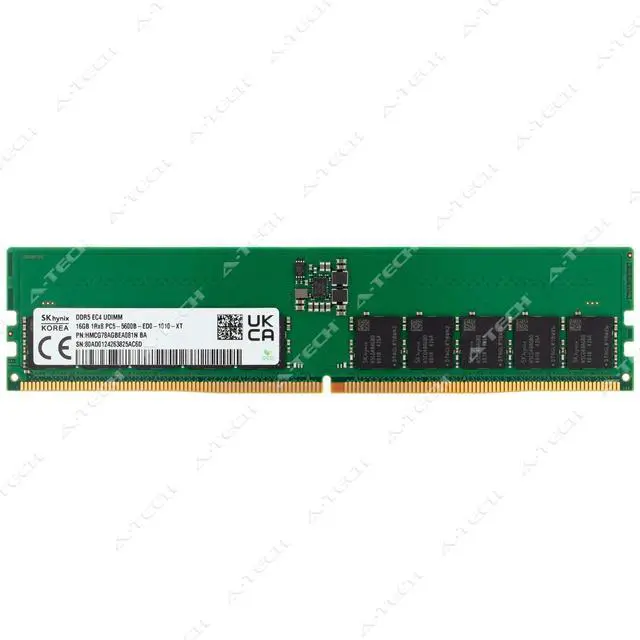 Main image of Hynix 16GB DDR5-5600 PC5-44800 1Rx8 EC4 UDIMM Server Memory RAM HMCG78AGBEA081N