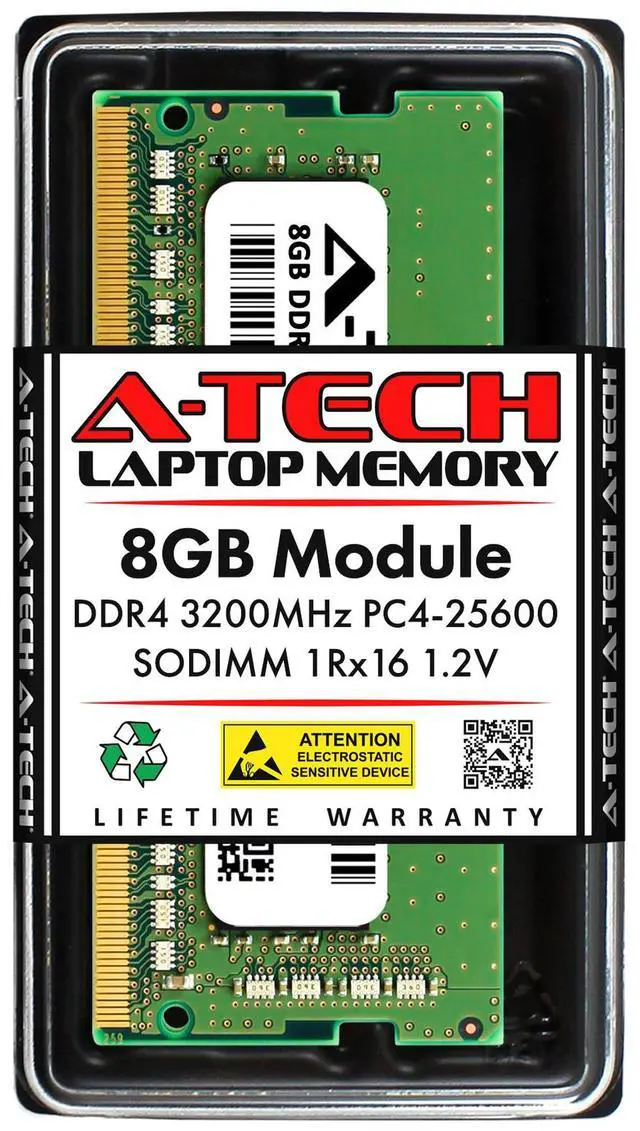Main image of 8GB DDR4 PC4-25600 SODIMM Replacement for Micron MTA4ATF1G64HZ-3G2B2 Memory RAM