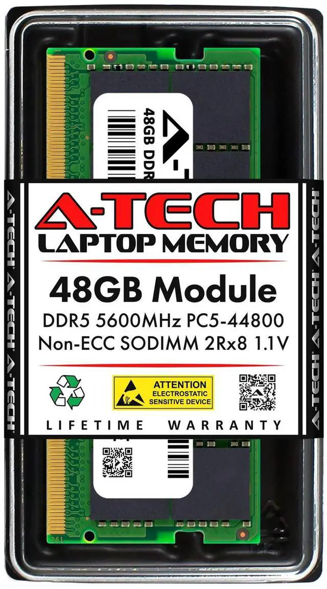Main image of 48GB DDR5 PC5-44800 SODIMM (Replacement for Crucial CT2K48G56C46S5) Memory RAM