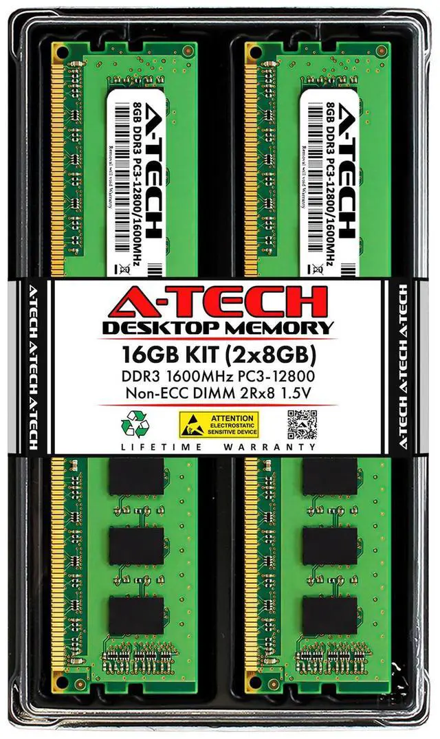 Main image of 8GB DDR3 PC3-12800 DIMM (Replacement for Kingston KVR16N11K2/16) Memory RAM