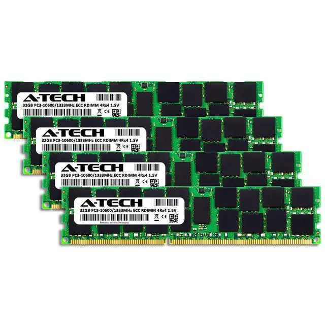 Alt view image 2 of 7 - (NOT FOR HOME PC!) A-Tech 128GB 4x 32GB 4Rx4 PC3-10600R DDR3 1333 ECC RDIMM REG Server Memory RAM