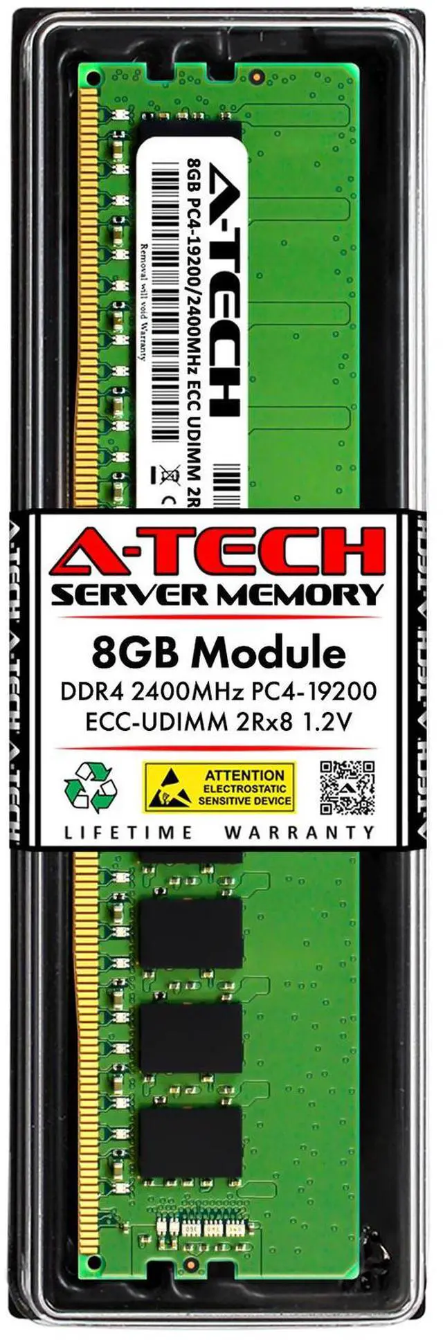Main image of (NOT FOR HOME PC!) A-Tech 8GB 2Rx8 PC4-19200E ECC UDIMM DDR4 2400 MHz Unbuffered Server Memory RAM