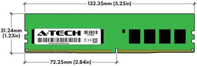 Alt view image 3 of 4 - (NOT FOR HOME PC!) A-Tech 8GB 2Rx8 PC4-19200E ECC UDIMM DDR4 2400 MHz Unbuffered Server Memory RAM