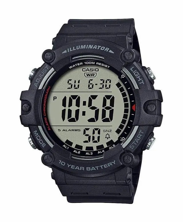 Main image of Casio Men's Quartz Date Indicator Black Resin Band 51 mmWatch AE1500WH-1AV