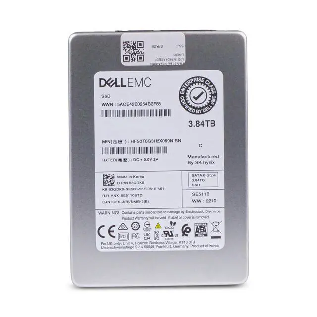Alt view image 2 of 7 - Dell/SK Hynix SE5110 3.84TB HFS3T8G3H2X069N SATA 6Gb/s 3D TLC 1 DWPD 2.5" SSD