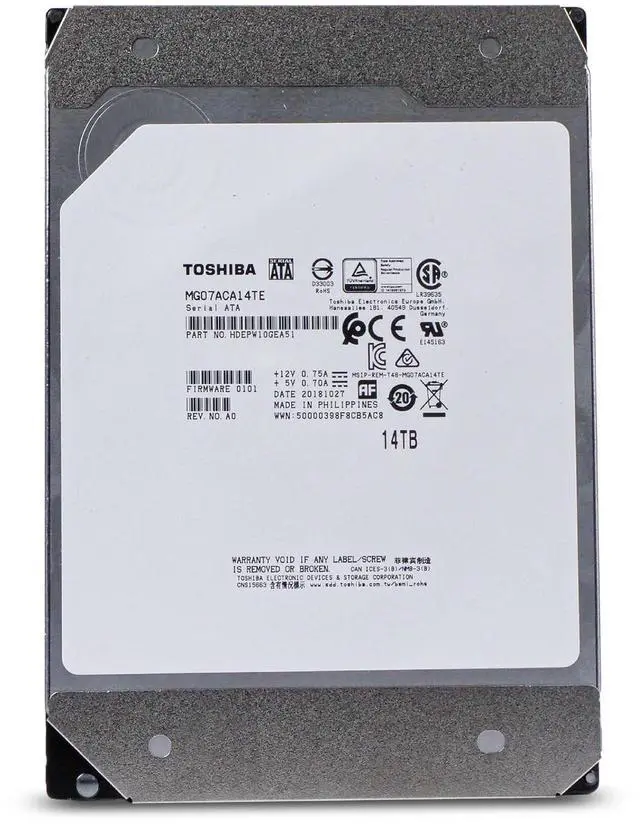 Alt view image 2 of 7 - Toshiba MG07 14TB MG07ACA14TE 7.2K RPM SATA 6Gb/s 512e 3.5" Enterprise HDD