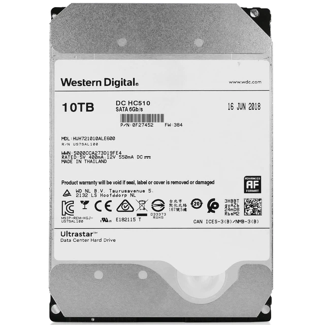 Alt view image 3 of 7 - WD Ultrastar DC HC510 10TB HUH721010ALE600 0F27452 7.2K RPM SATA 6Gb/s 3.5" HDD