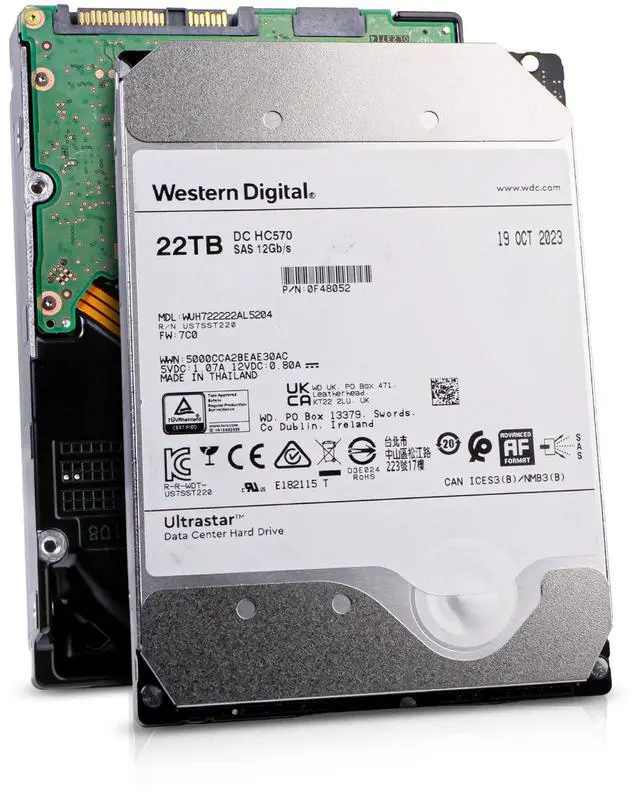 Main image of (NOT FOR HOME PC!) WD DC HC570 22TB WUH722222AL5204 0F48052 7.2K RPM SAS 12Gb/s 512e 3.5" HDD