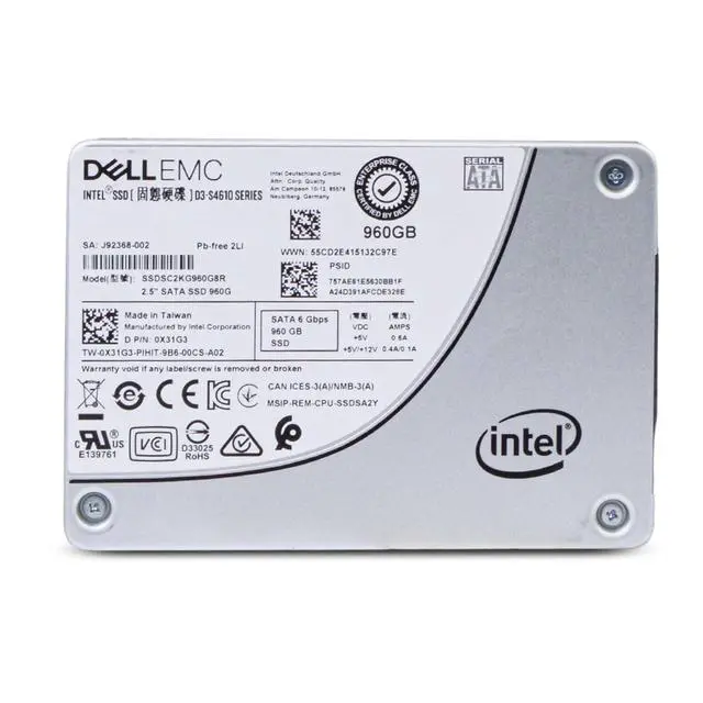 Alt view image 2 of 7 - Dell/Intel D3-S4610 960GB SSDSC2KG960G8R SATA 6Gb/s 3D TLC 3 DWPD 2.5" SSD