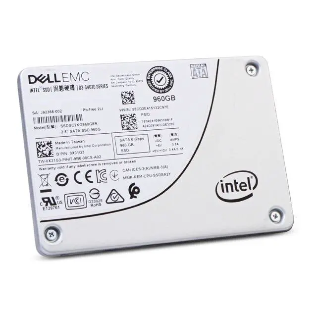 Alt view image 4 of 7 - Dell/Intel D3-S4610 960GB SSDSC2KG960G8R SATA 6Gb/s 3D TLC 3 DWPD 2.5" SSD