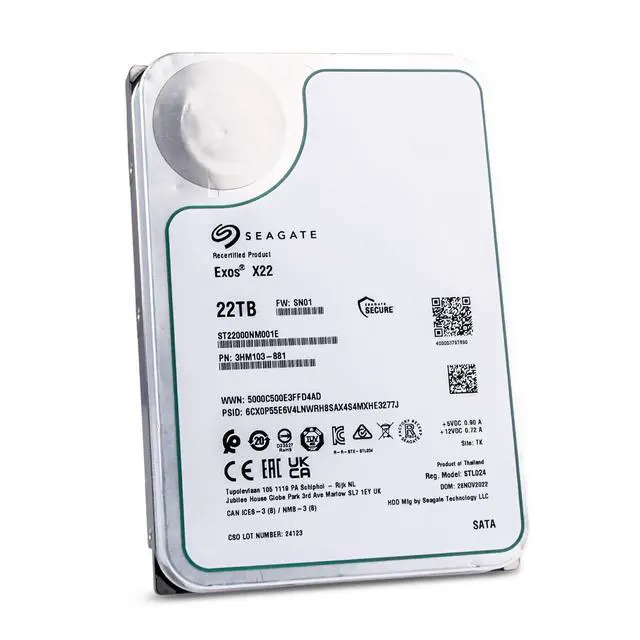 Alt view image 4 of 7 - Seagate Exos X22 22TB ST22000NM001E 7.2K RPM SATA 6Gb/s 512e/4Kn 3.5" HDD
