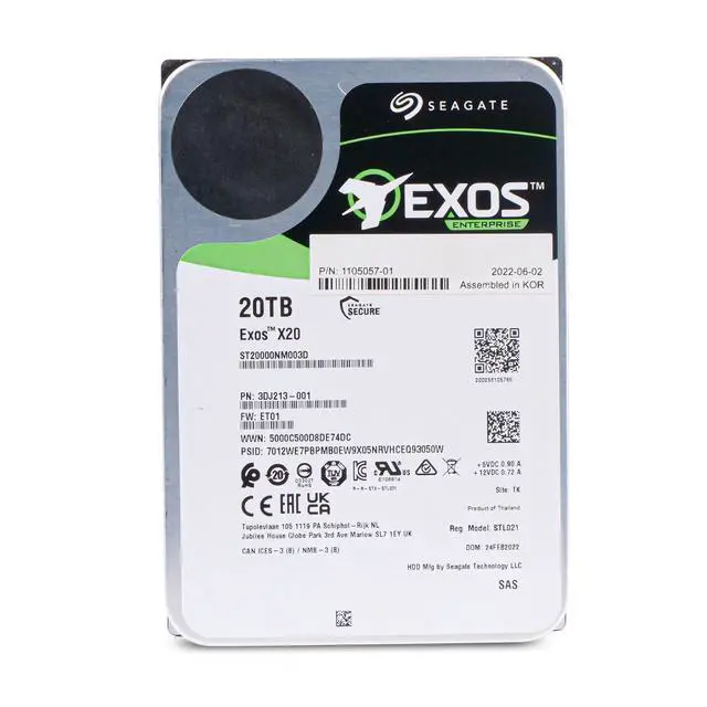 Alt view image 3 of 7 - (NOT FOR HOME PC!) Seagate Exos X20 20TB ST20000NM003D 7.2K RPM SAS 12Gb/s 512e/4Kn 3.5" HDD