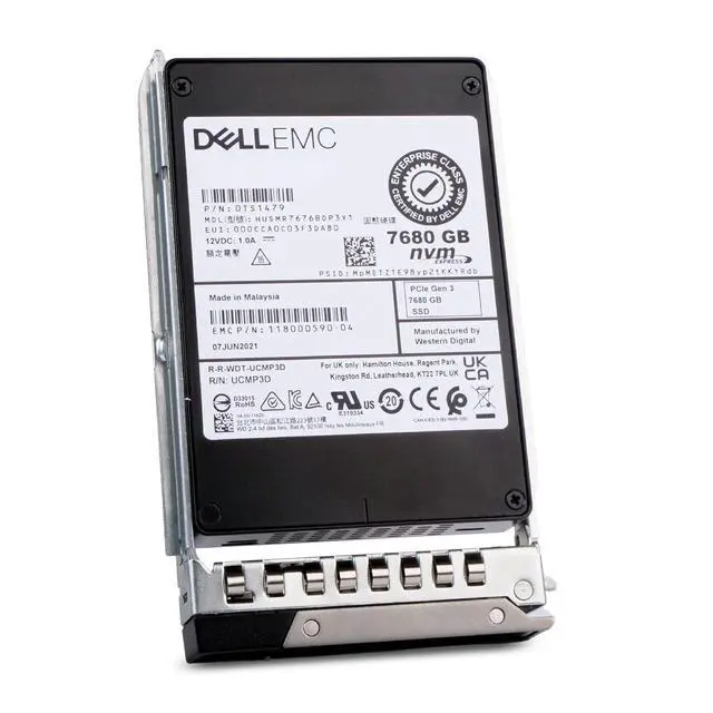 Alt view image 5 of 7 - Dell 7.68TB PCIe Gen 3.0 x4 4GB/s MLC U.2 NVMe 1 DWPD 2.5" SSD 118000590-04 G16