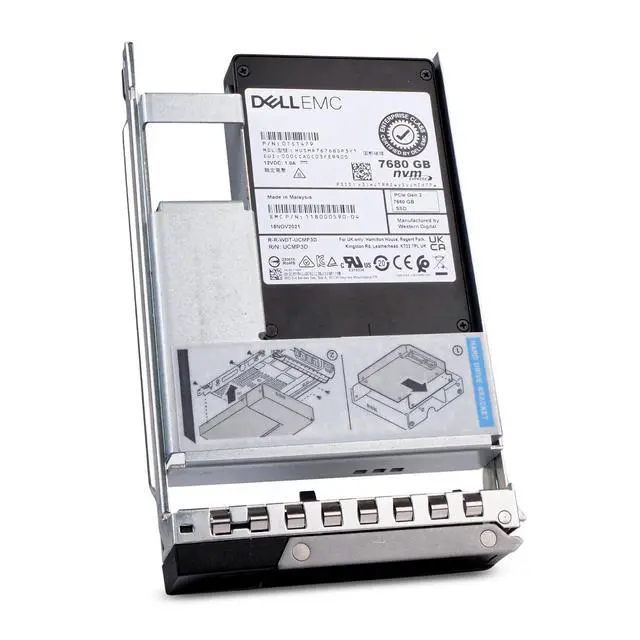 Alt view image 3 of 7 - Dell 7.68TB PCIe Gen 3.0 x4 4GB/s MLC U.2 NVMe 3.5" SSD 118000590-04 Hybrid G16