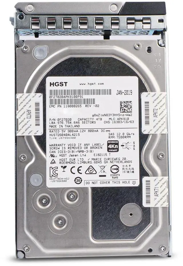 Alt view image 4 of 7 - (NOT FOR HOME PC!) Dell 4TB 7.2K RPM SAS 12Gb/s 4Kn 3.5" Enterprise PowerEdge HDD 400-AEQT G16