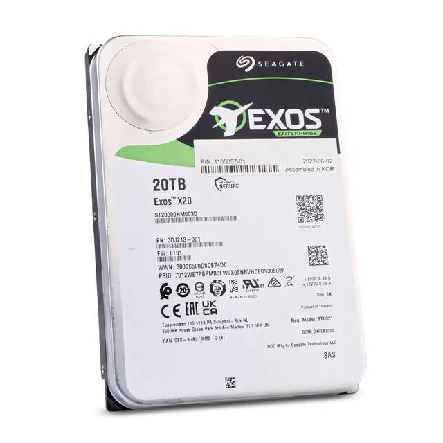 Alt view image 5 of 7 - (NOT FOR HOME PC!) Seagate Exos X20 20TB ST20000NM003D 7.2K RPM SAS 12Gb/s 512e/4Kn 3.5" HDD