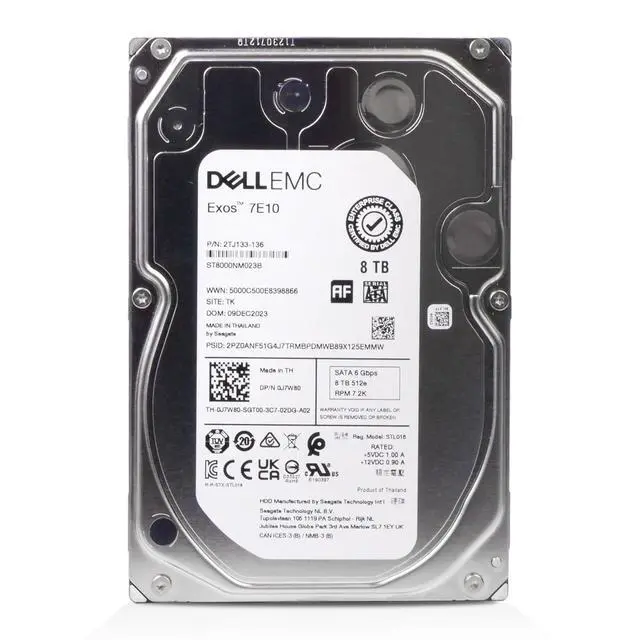 Alt view image 2 of 7 - Dell/Seagate Exos 7E10 8TB ST8000NM023B 7.2K RPM SATA 6Gb/s 512e 3.5" HDD