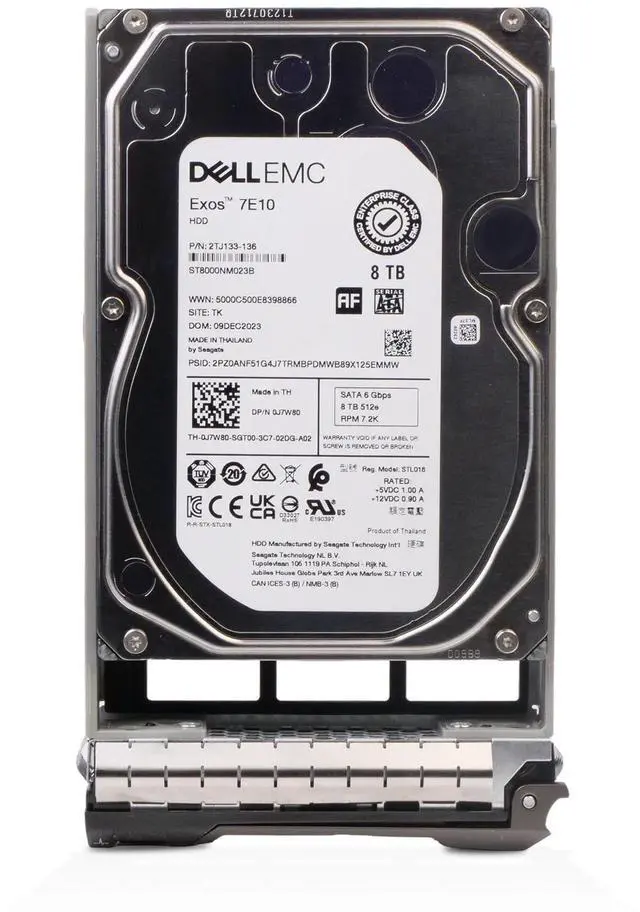 Alt view image 2 of 7 - Dell 8TB 7.2K RPM SATA 6Gb/s 512e 3.5" PowerEdge HDD 0T05HP G13