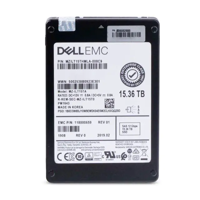 Alt view image 5 of 7 - (NOT FOR HOME PC!) Dell/Samsung PM1643 15.36TB MZILT15THMLA SAS 12Gb/s 3D TLC 1 DWPD 2.5" SSD