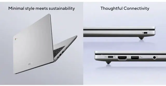 Alt view image 3 of 5 - ASUS CX14 14" FHD Intel Celeron N4500 1.1 GHz 4GB 64GB eMMC Chrome OS Chromebook