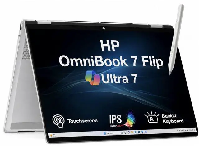 Main image of HP OmniBook 7 Flip 16" WUXGA Touch Intel Ultra 7 258V 32GB 512GB SSD W11H Laptop
