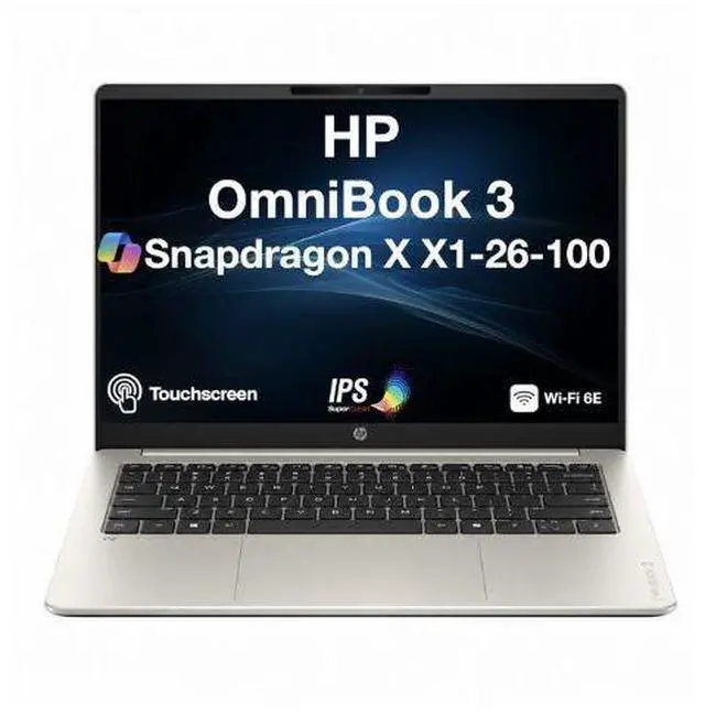 Main image of HP OmniBook 3 AI PC 14.0" Touch WUXGA Snapdragon X X1-26-100 16GB RAM 512GB W11H