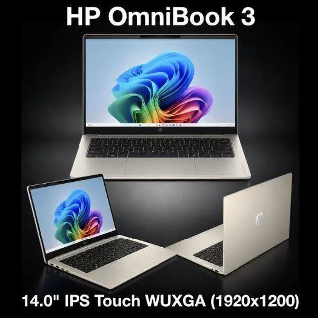 Alt view image 3 of 5 - HP OmniBook 3 AI PC 14.0" Touch WUXGA Snapdragon X X1-26-100 16GB RAM 512GB W11H
