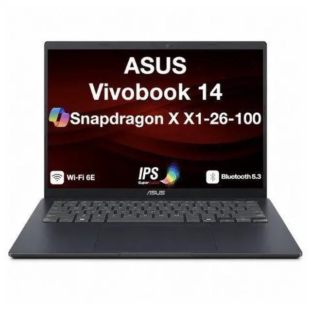 Main image of ASUS Vivobook 14 14.0" WUXGA 3.00GHz Snapdragon X X1-26-100 16GB RAM 512GB W11H