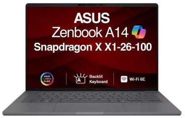 Main image of ASUS Zenbook A14 14.0" OLED WUXGA Snapdragon X X1-26-100 32GB RAM 1TB SSD W11H