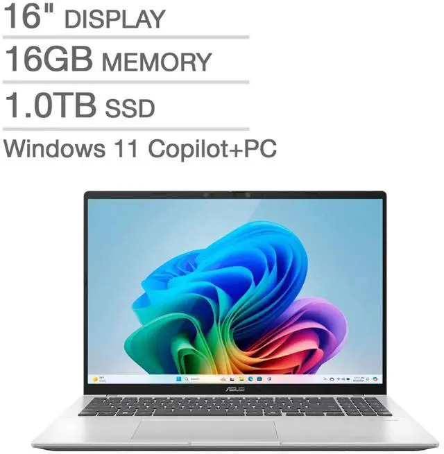 Alt view image 5 of 5 - ASUS Vivobook 16 Copilot+ 16" WUXGA Snapdragon X - X126100 16GB 1TB SSD W11H SL
