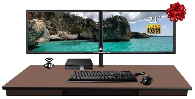 Main image of DELL Micro Bundle i7 6TH 16GB 256GB SSD DUAL MONITOR 21" LCD WiFi Win 10 Pro