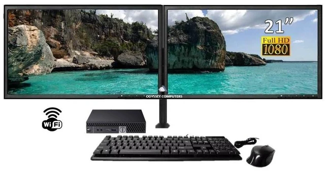 Alt view image 2 of 7 - DELL Micro Bundle i7 6TH 16GB 256GB SSD DUAL MONITOR 21" LCD WiFi Win 10 Pro