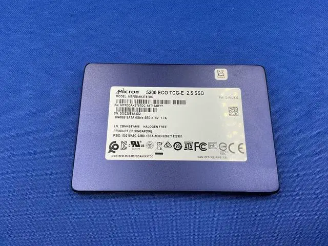 Alt view image 5 of 7 - MTFDDAK3T8TDC MICRON 5200 ECO 2.5 3.84TB SATA 6Gb/s 3D MTFDDAK3T8TDC-1AT1ZABCA
