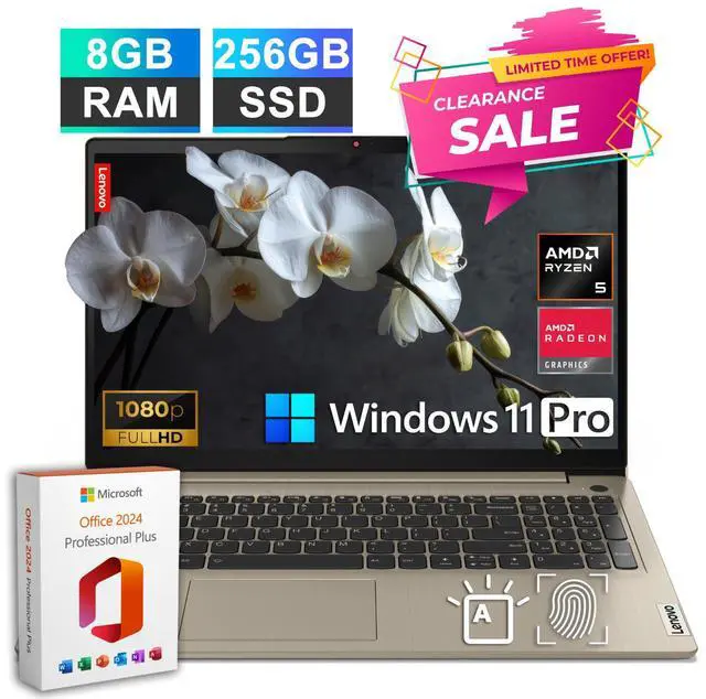 Main image of Lenovo IdeaPad Laptop 15 6-Core Ryzen 5 8GB RAM 256GB SSD Backlit Office Pro