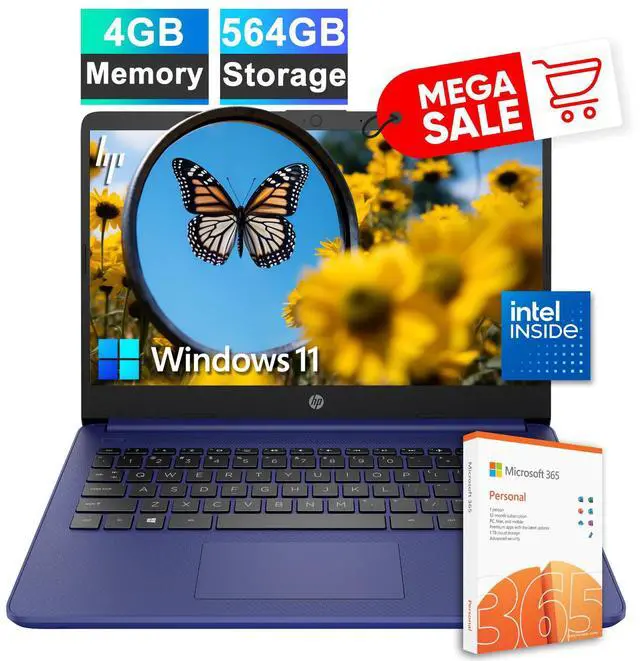 Main image of HP Laptop Computer 14" Intel Processor 4GB RAM 564GB Storage Free Office 365
