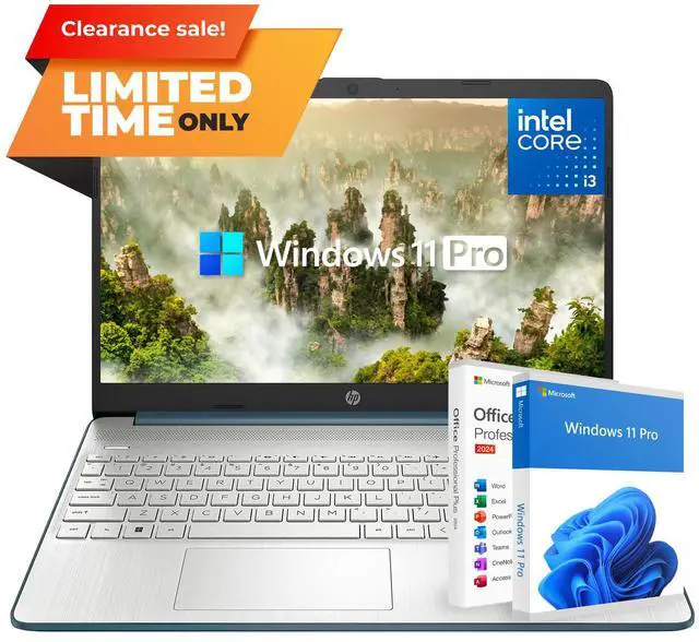 Main image of HP Laptop Computer Office 2024 15.6" Intel Core i3 12GB RAM 256GB SSD Win 11 Pro