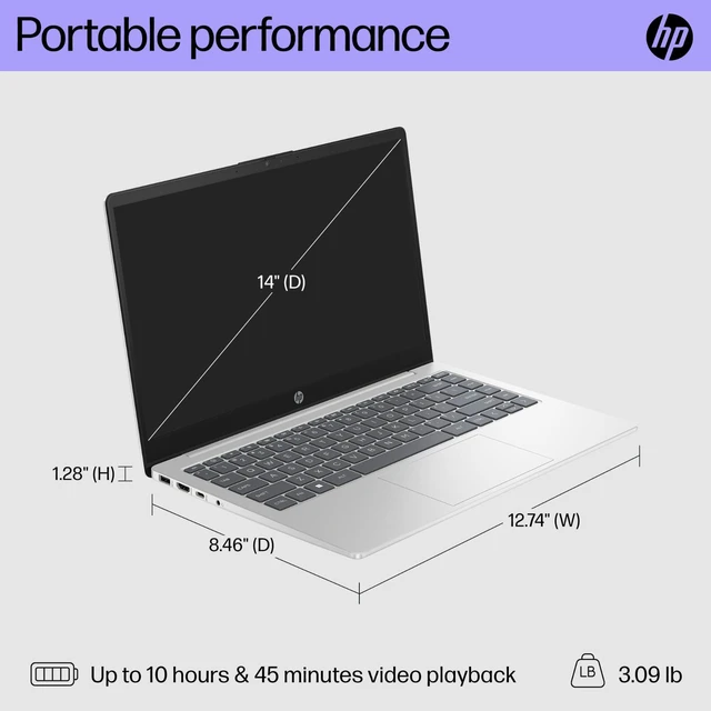Alt view image 7 of 7 - HP Laptop Computer 14" Quad-Core Intel N200, 8GB RAM 756GB Storage, Win 11 Pro