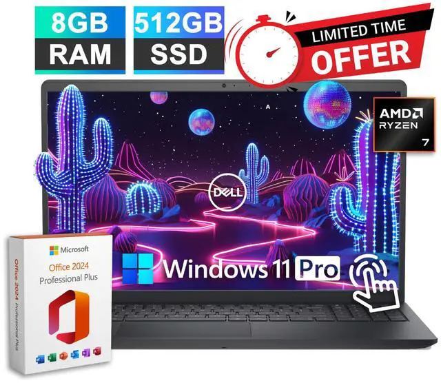 Main image of 2026 Dell Inspiron 15.6" Laptop Touch AMD Ryzen 7 7730U 8GB RAM 512GB SSD Office