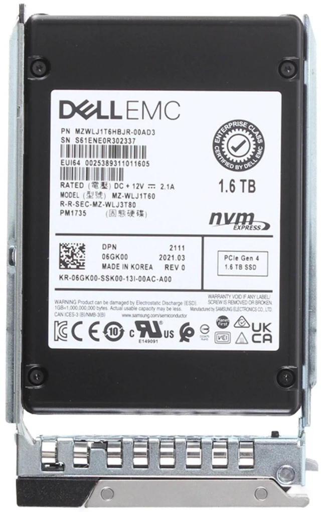 Alt view image 5 of 5 - 6GK00-CP1 Dell 1.6TB Enterprise NVMe Gen4 MU TLC 2.5 SSD PM1735 CPO
