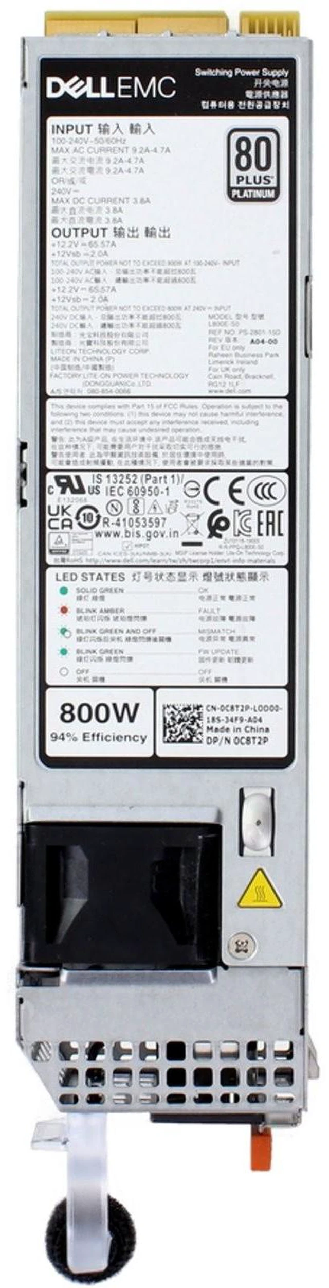 Alt view image 5 of 5 - C8T2P Dell 15G/16G 800W 80+ Platinum 60mm PSU -CR