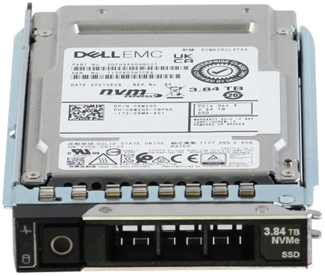 Alt view image 2 of 5 - 8W2G5-CD1 Dell 3.84TB Enterprise NVMe Gen4 RI TLC 2.5 SSD CM6-R